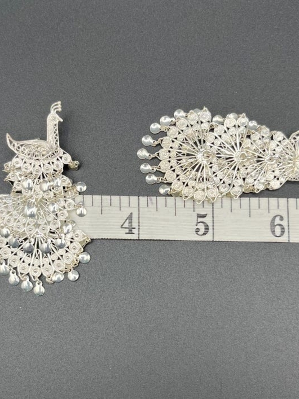 Vintage 925 Silver Articulated Peacock Earrings - Picture 4 of 10
